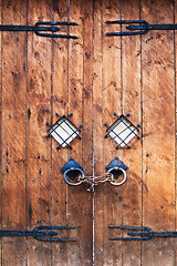 Image showing Old carved  door