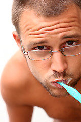 Image showing Man and Toothbrush