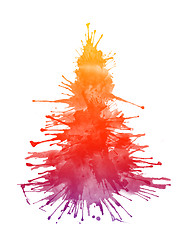 Image showing Watercolor Xmas Tree