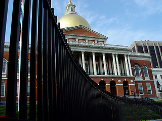 Image showing Curved Fence of Statehouse Leading to Dome Landscape