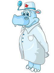 Image showing Cartoon Character Hippopotamus Doctor