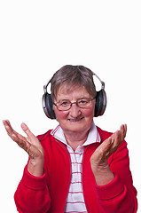 Image showing pensioner with headphones