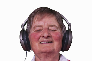 Image showing pensioner with headphones