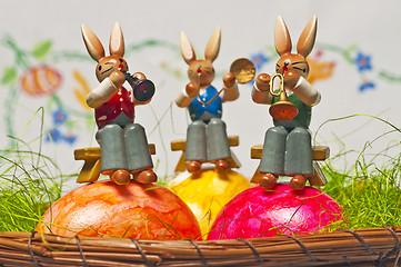 Image showing easter rabbit plays music