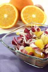 Image showing Chicory salad with fresh orange slices