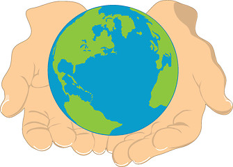 Image showing Earth and Hands