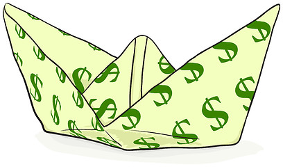 Image showing Paper Boat with a dollar sign