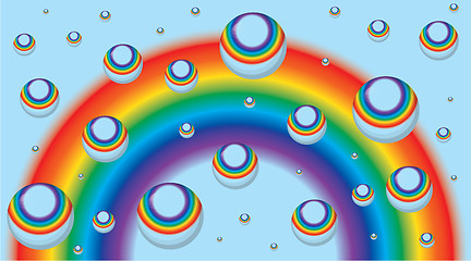 Image showing Background for a business card with rainbow and drops