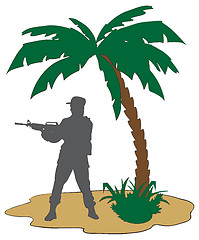 Image showing Soldier with a rifle in Africa