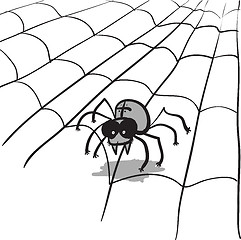 Image showing Simple monochrome image - spider in web