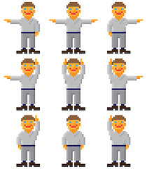 Image showing Pixel art - set of gesticulating people