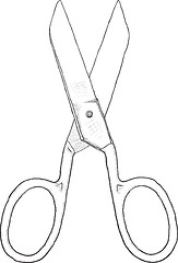 Image showing Monochrome artwork - dressmaker scissors on white