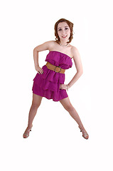 Image showing Girl posing in pink dress.