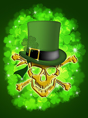 Image showing St Patricks Day Gold Skull Leprechaun Hat 