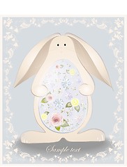 Image showing Easter card.  Illustration of an easter rabbit with egg. Illustration lace.