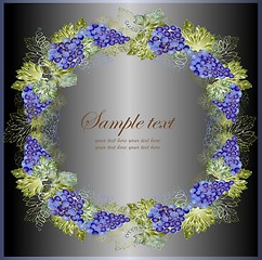 Image showing Illustration grapevine. Vintage background with grape branch . Rich wine background.