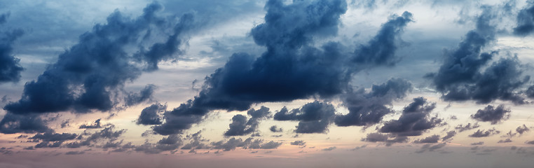 Image showing Panorama of dramatic cloudy sky