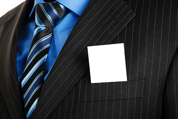 Image showing Business man with business card in the pocket