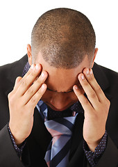 Image showing Business man with hands on his head