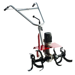 Image showing Red tiller over white