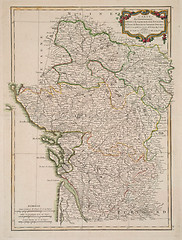 Image showing antique colored map of France region.