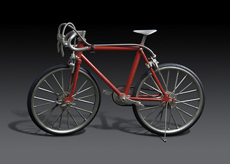 Image showing model of a red framed bicycle