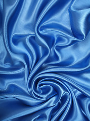 Image showing Smooth elegant blue silk as background 