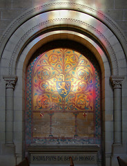 Image showing Light from stained window on funerary.