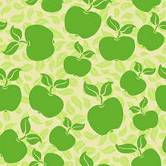 Image showing apples with leaves seamless background