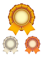 Image showing gold silver bronze award ribbons bow