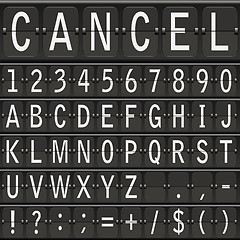 Image showing vector alphabet set. mechanical timetable letters