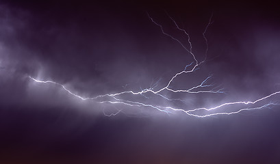 Image showing lightning strike in the darkness