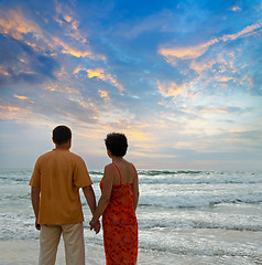 Image showing couple on the beach at sunset