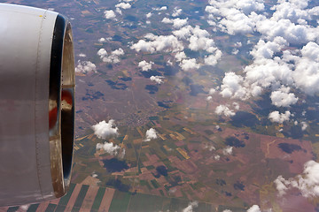 Image showing View through airplane porthole