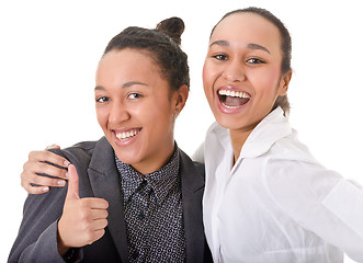 Image showing carelessness. two beautiful women looking at the camera