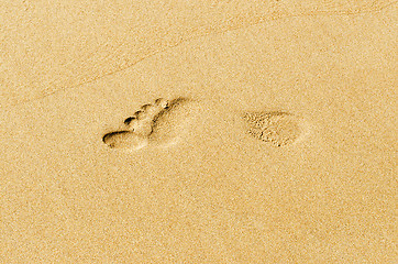 Image showing human footprint in the sand