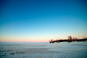 Image showing Beautiful winter landscape of sunrise