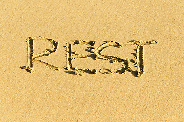 Image showing inscription on the sand