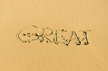 Image showing inscription on the sand