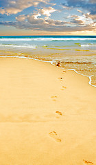 Image showing human footprint in the sand