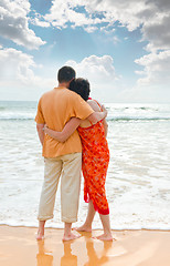 Image showing couple on the beach at sunset