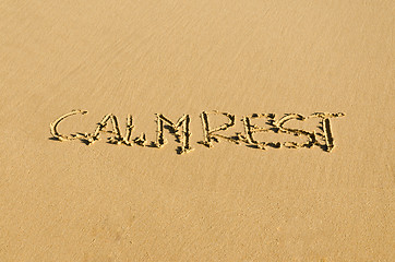 Image showing inscription on the sand