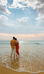 Image showing couple on the beach at sunset