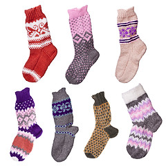 Image showing hand-knitted woolen socks