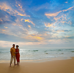 Image showing couple on the beach at sunset