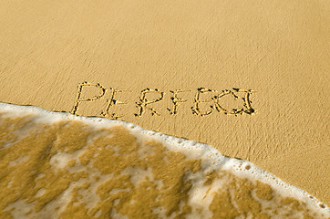 Image showing inscription on the sand