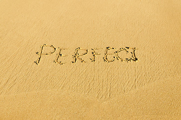 Image showing inscription on the sand