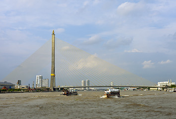 Image showing Mega sling Bridge,Rama 8, in Thailand