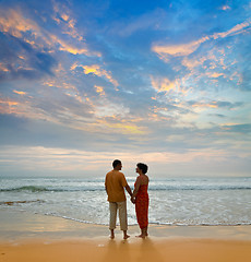 Image showing couple on the beach at sunset