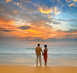 Image showing couple on the beach at sunset